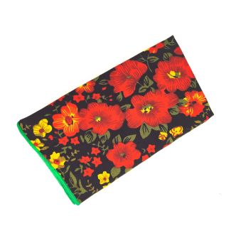 Pañuelo de tela Negro Flores Rojas Amarillas 23x23cm - Gemelolandia