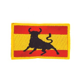 Parche Bordado Hook and Loop Bandera España Toro 8x5,5cm - Gemelolandia