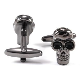 Gemelos para Camisa Calavera Acero Negro 03