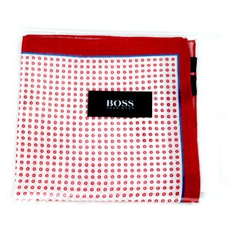 Pañuelo de Bolsillo Pocket Square Lino Hugo Boss Dotted Blue White 01