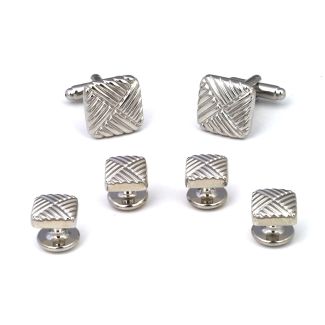 Stud Set Botones de Esmoquin y Gemelos Elegant Stripes in Steel 01