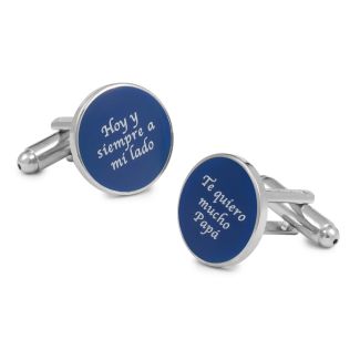 Gemelos de Camisa Boda Frases Hoy y Siempre a mi Lado + Te Quiero Mucho Papa Azul 15mm - Gemelolandia