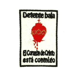 Parche recreación historica Detente bala el corazón de cristo está conmigo 8,5x5,6cm - Gemelolandia