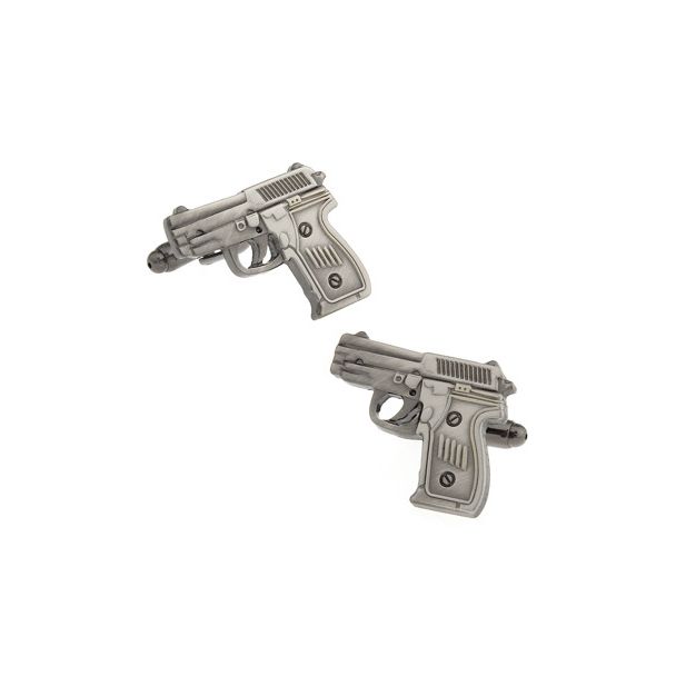 Gemelos para camisa Pistola Revolver Black Plated 01