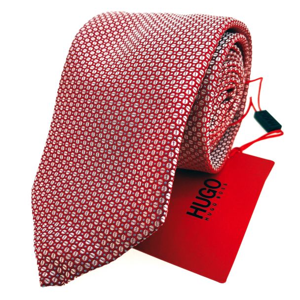 Corbata BOSS 7cm Negra estampados rojos - Gemelolandia 