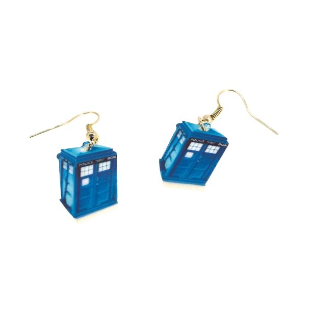 Pendientes Doctor Who Cabina Tardis 23x13mm - Gemelolandia