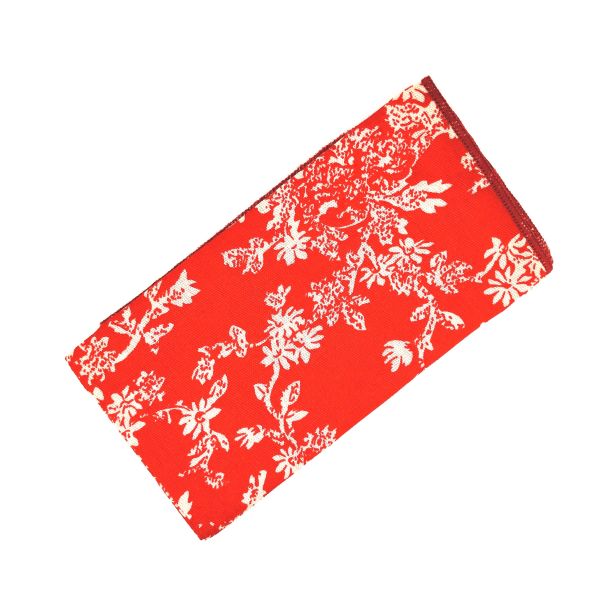 Pañuelo de tela Rojo Estampado Flores Blancas 23x23cm - Gemelolandia