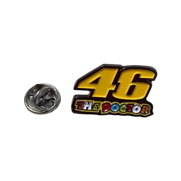 Gemelolandia | | Pin Decorativo con Número 46 de Motociclismo | Insignia Deportiva Número 46 Amarillo y Azul
