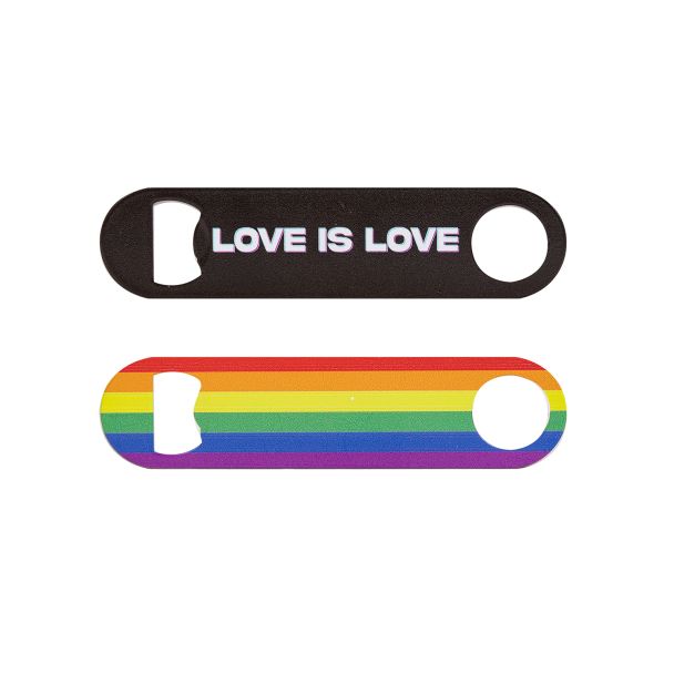 Abrebotellas de bandera LGTB + Love is Love | Tamaño: 12,5x3cm