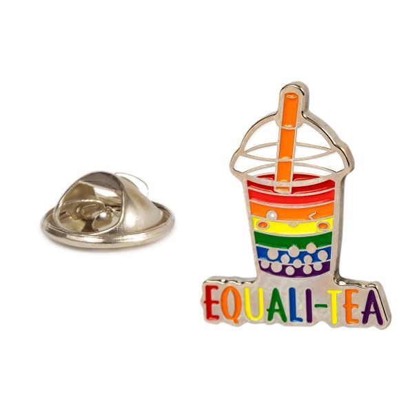 Pin de solapa LGTB especial de Té de burbujas: Equali-tea -30x24mm- bandera LGTBi