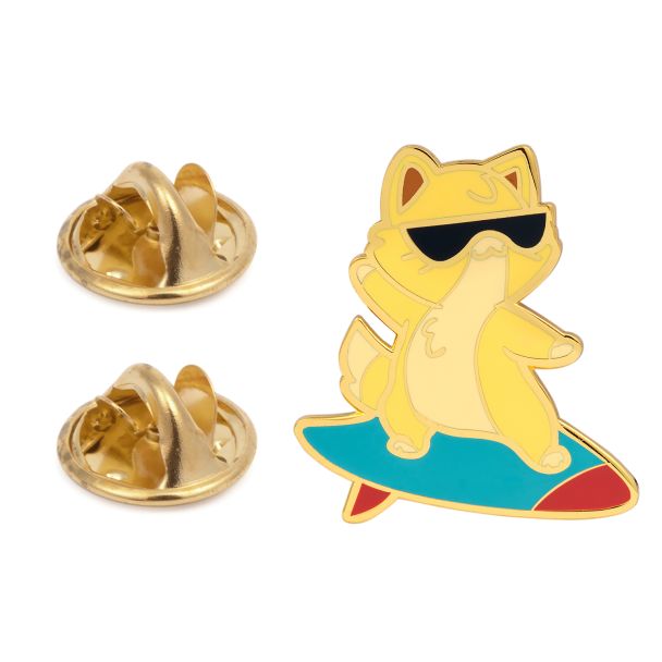 gemelolandia-Pin de Gato surfista - 43x46mm - Pin esmaltado, con metal dorado