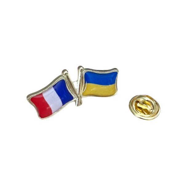 Pin de solapa Bandera de ucrania y Francia- gemelolandia