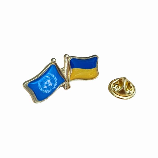 Pin de solapa Bandera de ucrania y ONU- gemelolandia