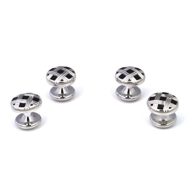 Stud Set Botones de Esmoquin y Gemelos Black and Steel Stripes 02