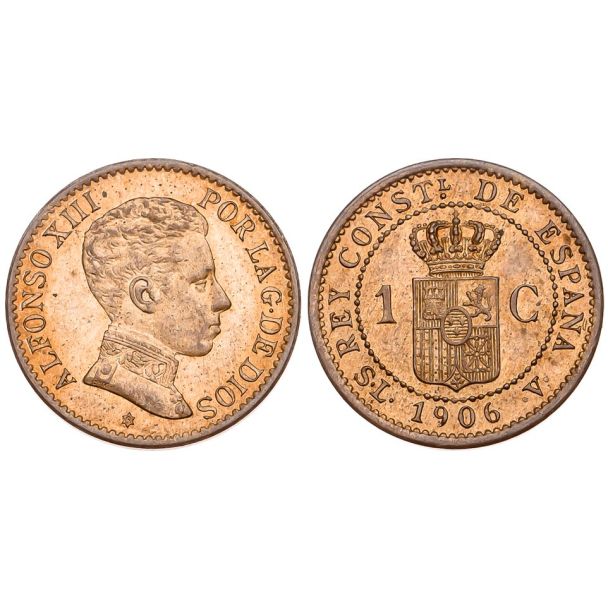 Gemelos para camisas Moneda 1 Centimo Alfonso XIII Año 1906 04