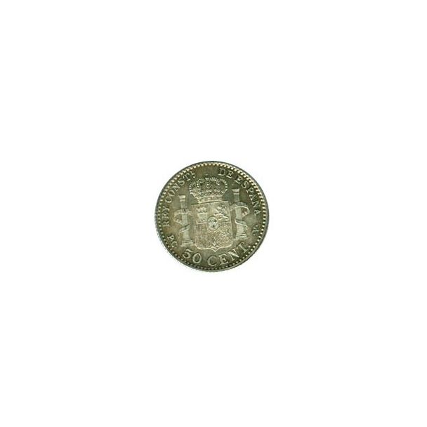 Gemelos para camisas Moneda de 50 Céntimos de Plata Alfonso XIII Año1904 04