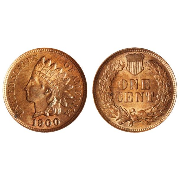 Gemelos para camisas Moneda One Cent USA Indian Head Año 1900 04