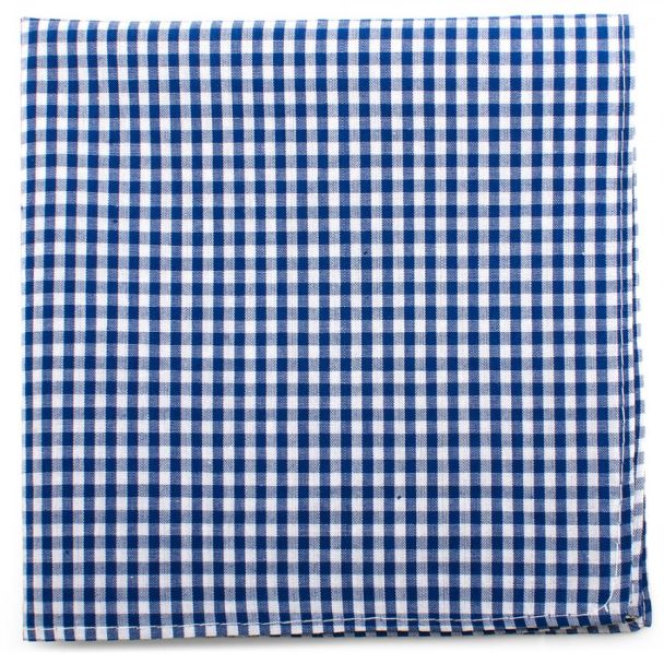 Pañuelo de traje Ox & Bull Blue Gingham Cotton Pocket Square 03