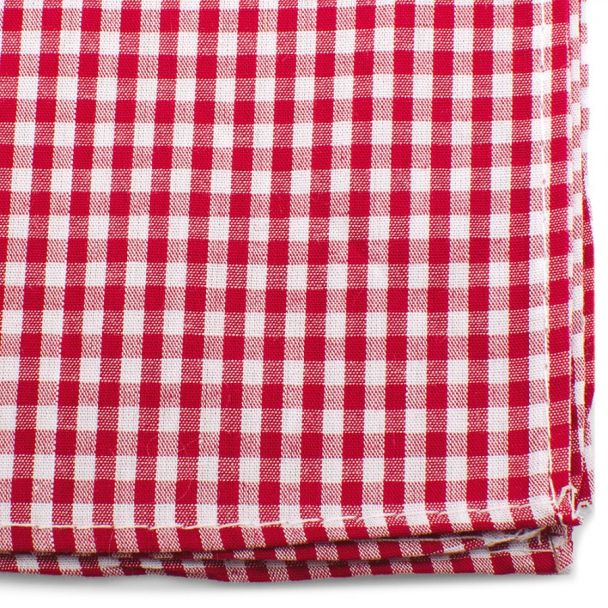 Pañuelo de traje Ox & Bull Red Gingham Cotton Pocket Square 03