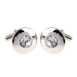 Gemelos para camisa boda Wedding Rounded White Cristal 02