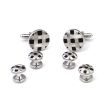 Stud Set Botones de Esmoquin y Gemelos Black and Steel Stripes 01