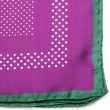 Pañuelo de traje Ox & Bull Purple Dotted Silk Pocket with Green Trim 03