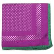 Pañuelo de traje Ox & Bull Purple Dotted Silk Pocket with Green Trim 01