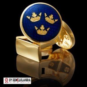 Gemelo Skultuna Three Crowns Royal blue Gold - Gemelos Skultuna para bodas - Casa fundada en 1607 - Skultuna - Gemelos Skultuna - Gemelos Skultuna en Gemelolandia