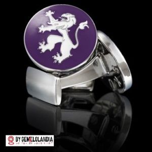 Gemelo Skultuna The Lion color morado y blanco - Gemelos Skultuna para bodas - Casa fundada en 1607 - Skultuna - Gemelos Skultuna - Gemelos Skultuna en Gemelolandia